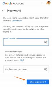 Email password change